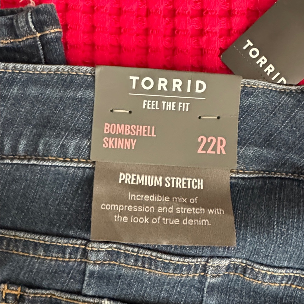 Torrid Dark Blue Distressed Bombshell Skinny Jean… - image 4
